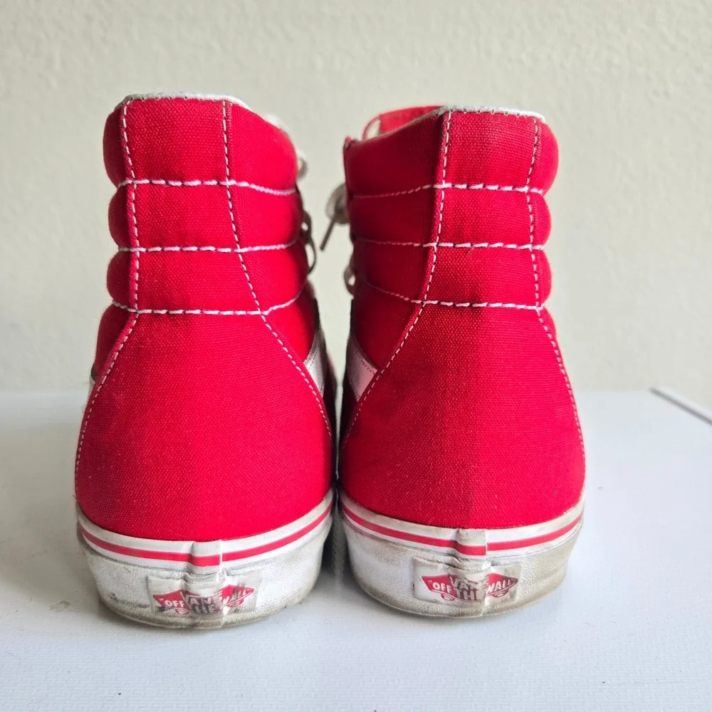 Vans Sk8-Hi Red Canvas High Top Sneakers Mens Size 12 White Stripe Formula One
